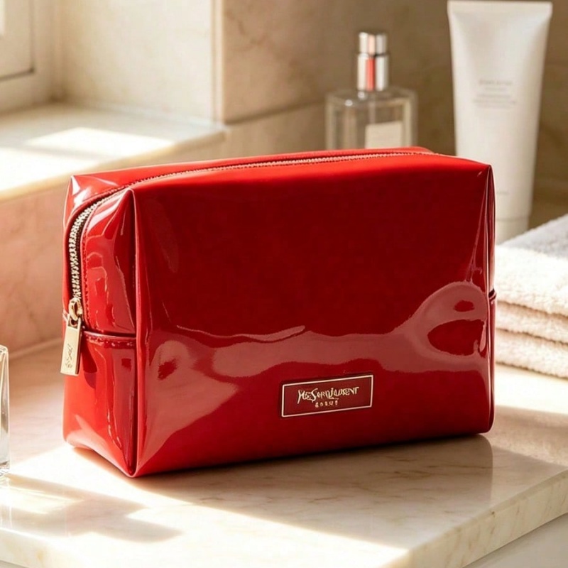 Luxury Bags Ysl - YSL BEAUTE Rode Kunstleren Make-up Tas,