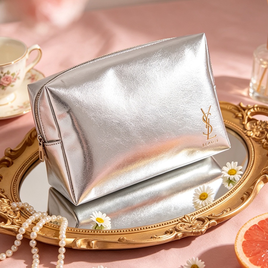 Luxury Bags Ysl - zilveren cosmetische tas, make-up tas van