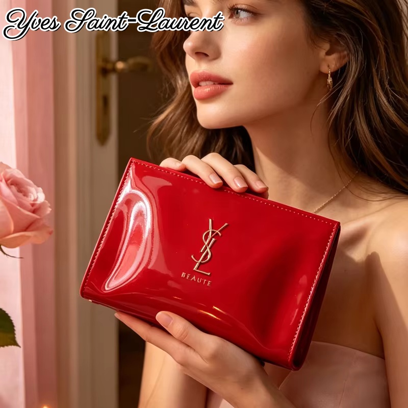 Luxury Bags Ysl - YSL Rode Lakleren Cosmetische Tas met