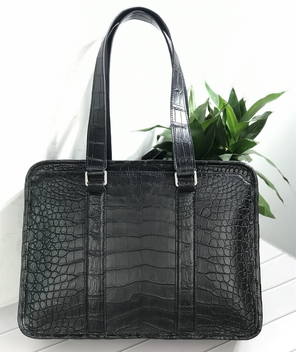 Luxury Tote Bags With Zipper - Nieuwe laptoptas van krokodillenleer, echte krokodillenleren