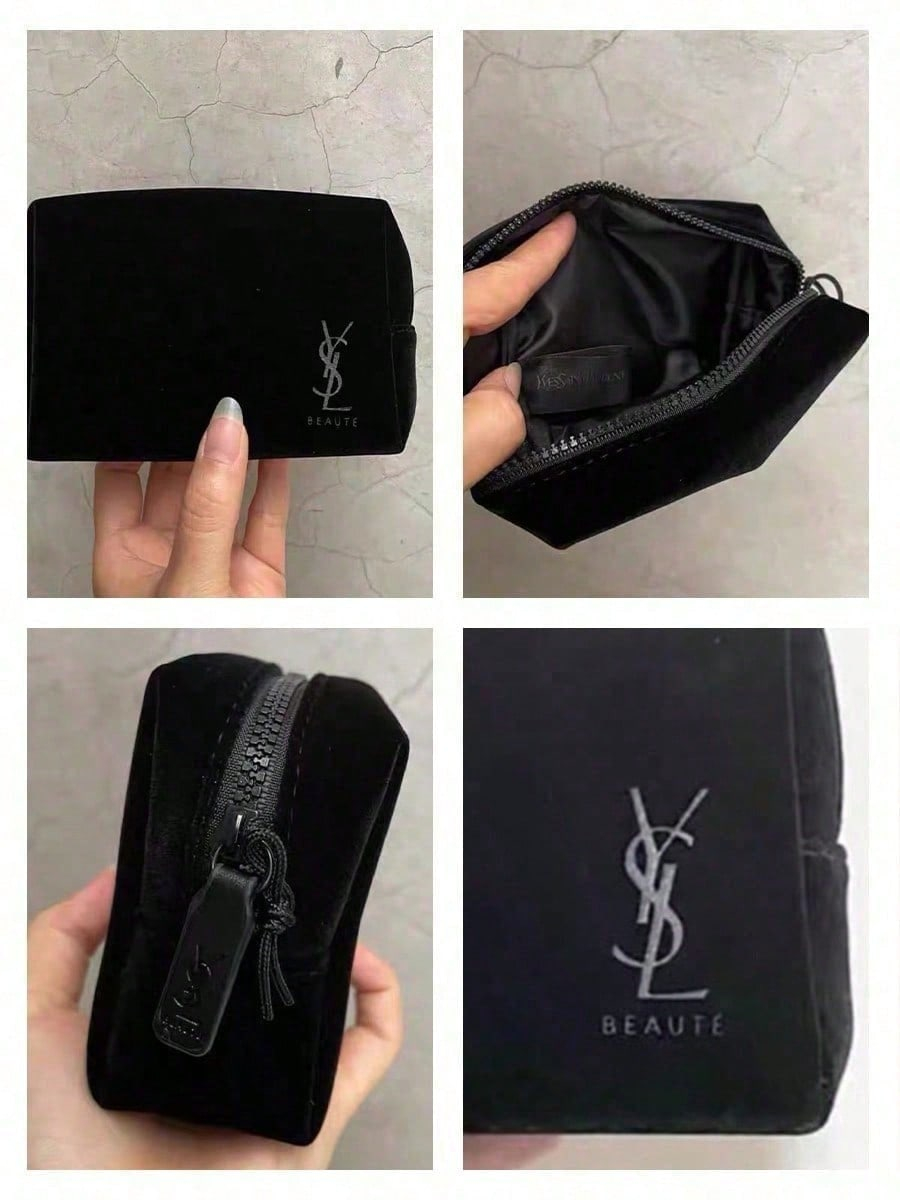 Luxury Bags Ysl - YSL Dames Zwarte Fluwelen Cosmetiktas met