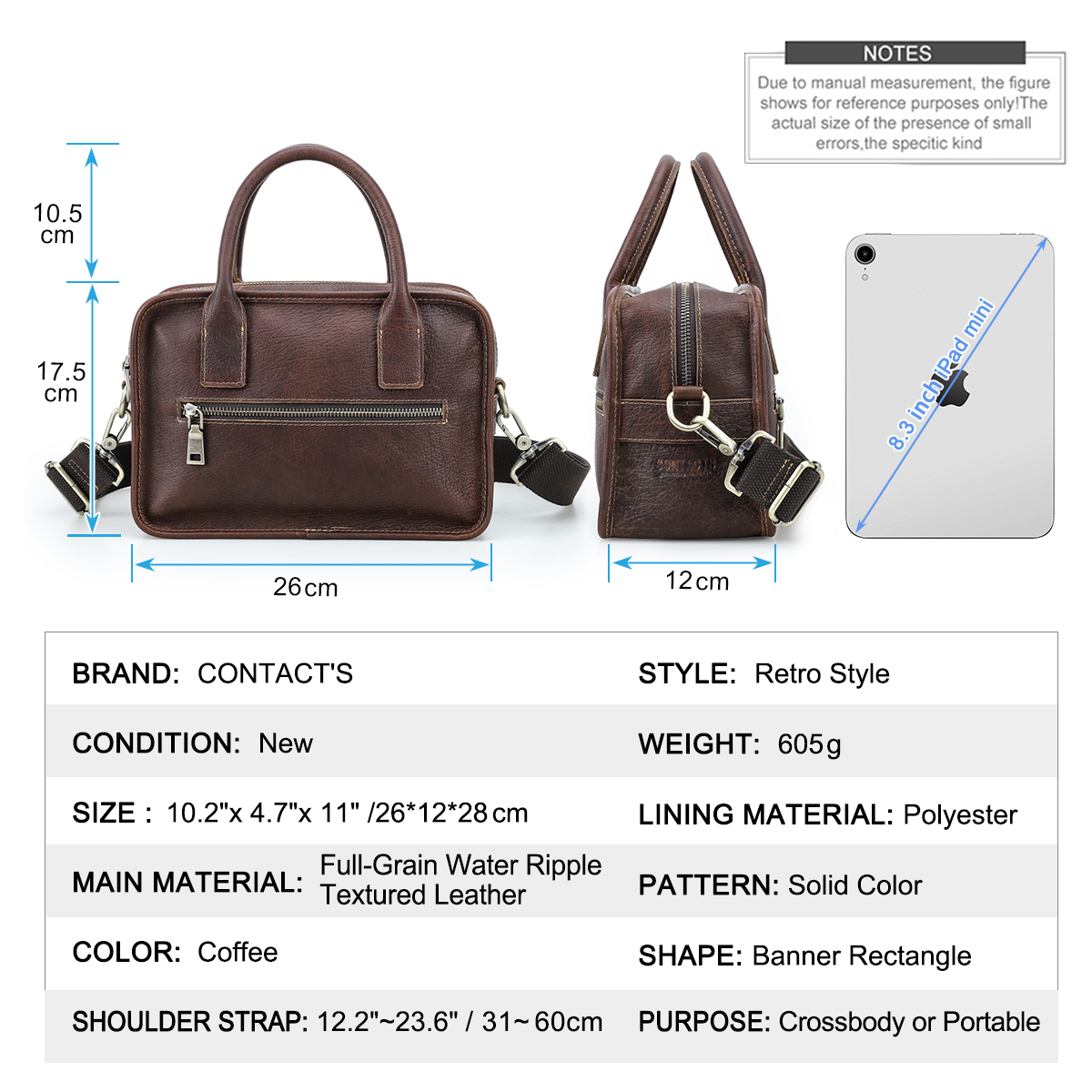 CONTACT'S Echt Leer Heren Tass - Luxury Tote Bags With Zipper recensie en prijs